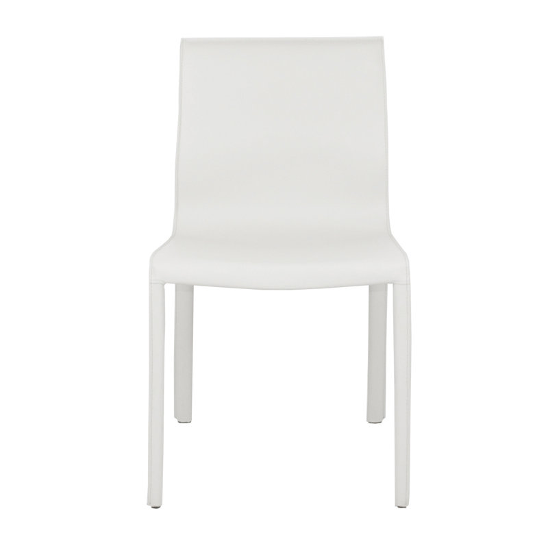 Chaise rembourrée en cuir Kupang, Blanc
