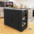 Rolling Portable Mobile Kitchen Island Cart On Wheels With Stainless Steel Metal Top Drop Leaf Power Outlet Storage Drawer Cabinet-427308644