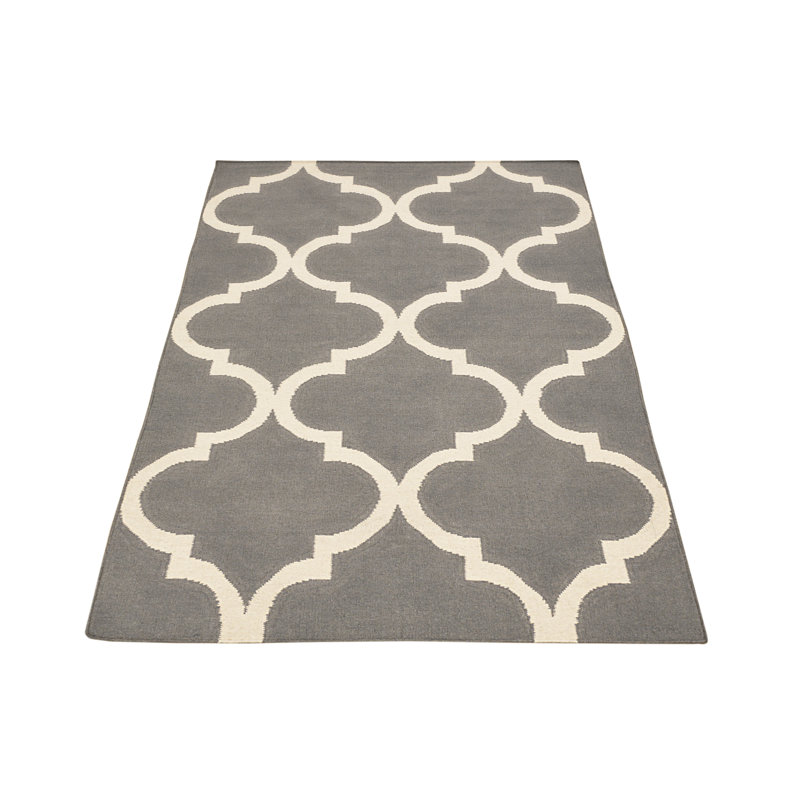 Geometric Wool Hand Knotted Area Rug, Rectangle 140 x 200cm
