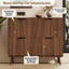 Walnut Flip-Door Shoe Cabinet with Double-Tier Storage