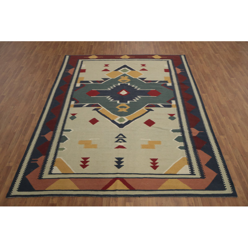 Tapis turc à motif géométrique kilim 9 x 11