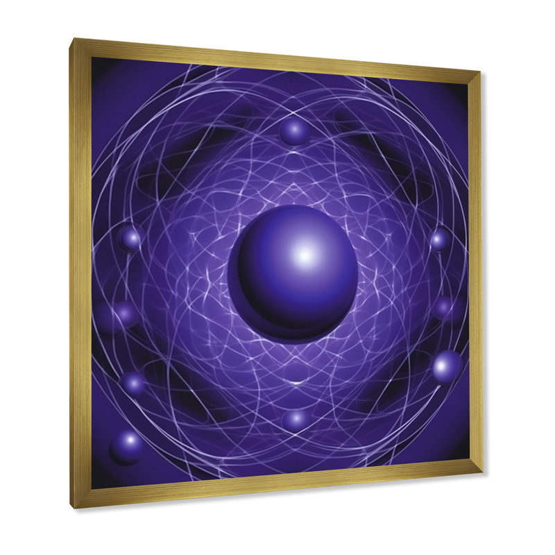 Space Atom Nucleus - mauve foncé - imprimé, Cadre doré à une seule photo, H 36 po x l 36 po x P 1,5 po