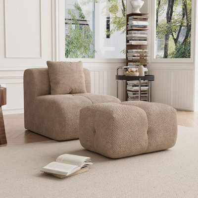 Ensemble de fauteuil de chambre et repose-pieds rembourrés sans accoudoirs