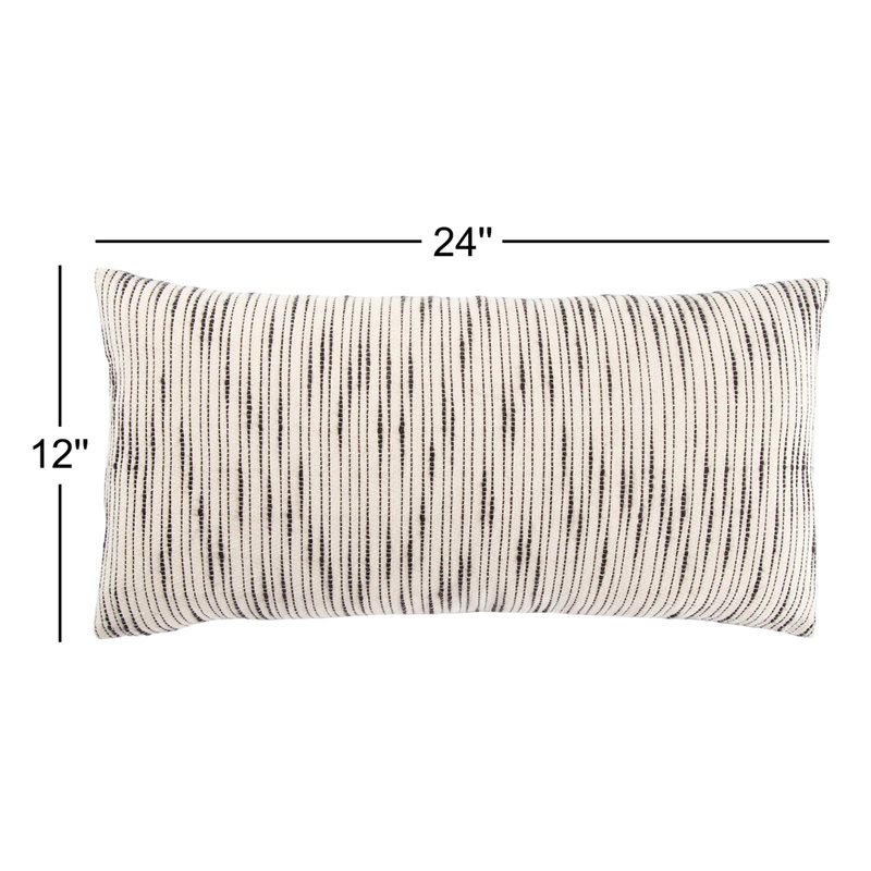 Saxon Stripe Cotton Lumbar Pillow, 12" x 24", Polyfill