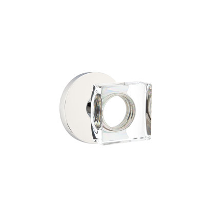 Emtek Dummy Knobset w/ Disk Rosette and Modern Square Glass Knob