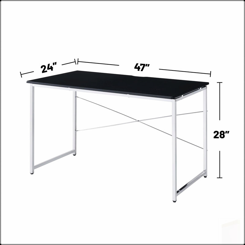 Bureau d'écriture rectangulaire moderne avec cadre en métal durable et surface de travail spacieuse, parfait pour la maison ou le bureau.