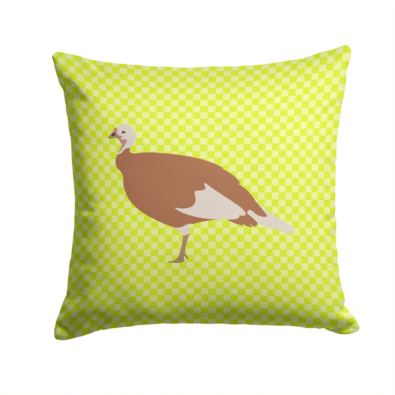 Coussin extérieur à damier de poule, Vert, 14 po x 14 po