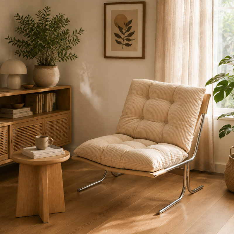 Chaise d'appoint moderne 28,44 po pour petits espaces, Cream