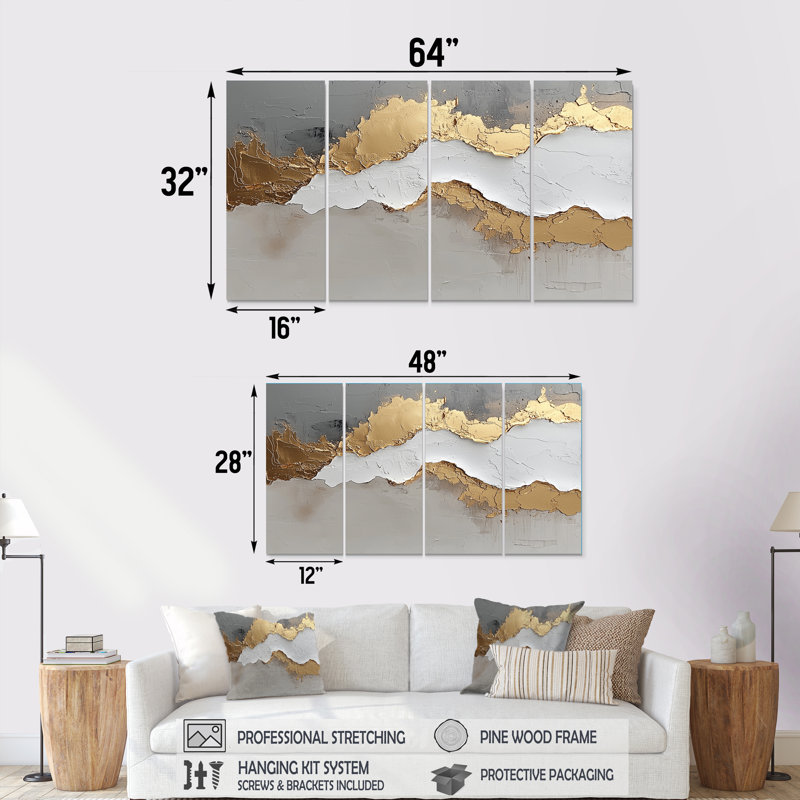 Fosteau VI - décoration murale vagues - art mural moderne, 4, H 28 po x l 48 po