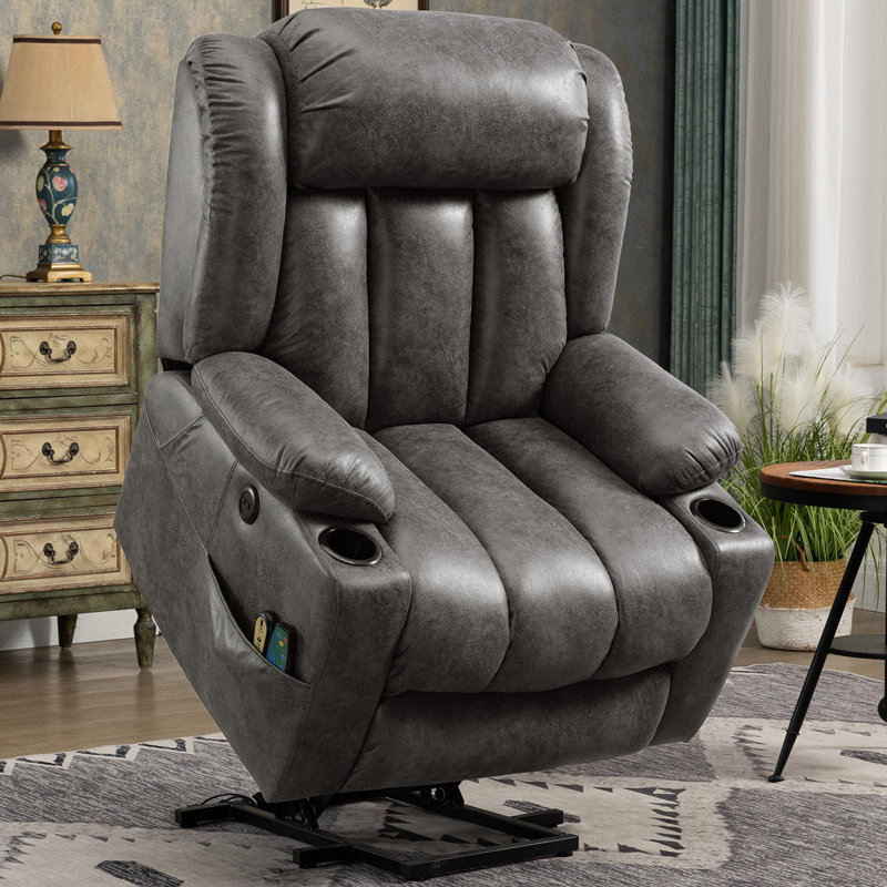 Fauteuil inclinable électrique lève-personne rembourré, Microfibre/microsuède gris