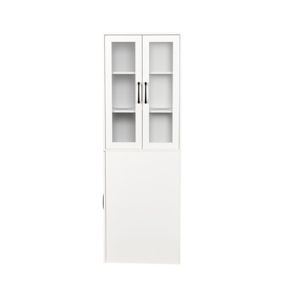 71.33" H 4 Tier Multi-functional 2 Glass Doors Pull-out Storage Modern Wooden Display Cabinet For Living Room And Store Organization High Multi