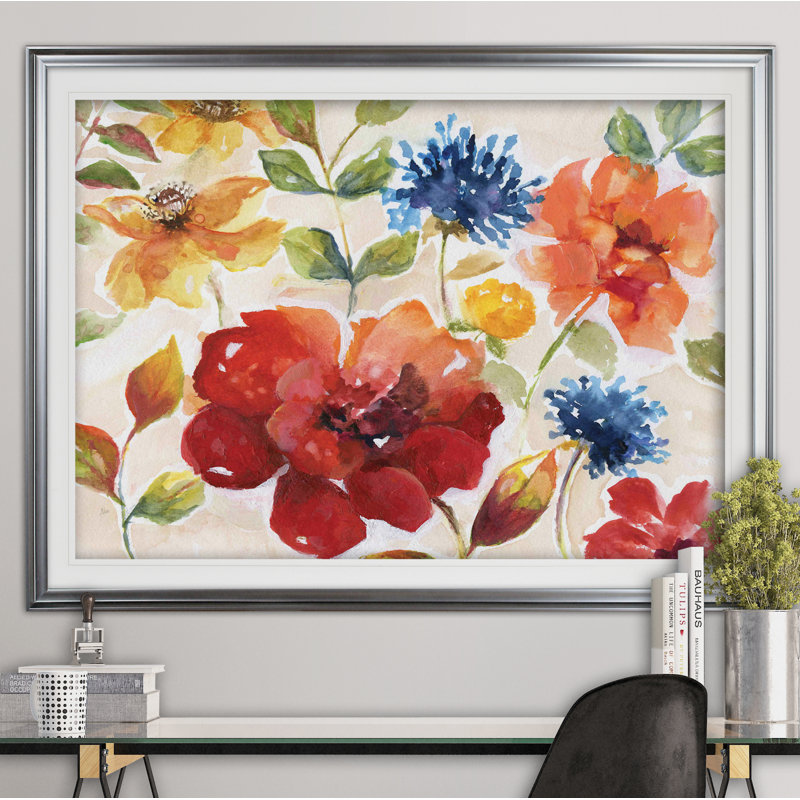 « summer salsa », reproduction de peinture à l’huile, H 28 po x l 38 po x P 1,5 po, Cadre argenté