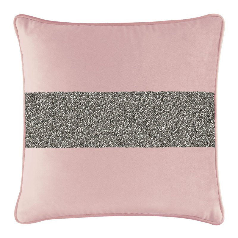Coussin Sparkles Home Velours | Insertion de plumes, Velours rosé / gris anthracite, Carré 16 po