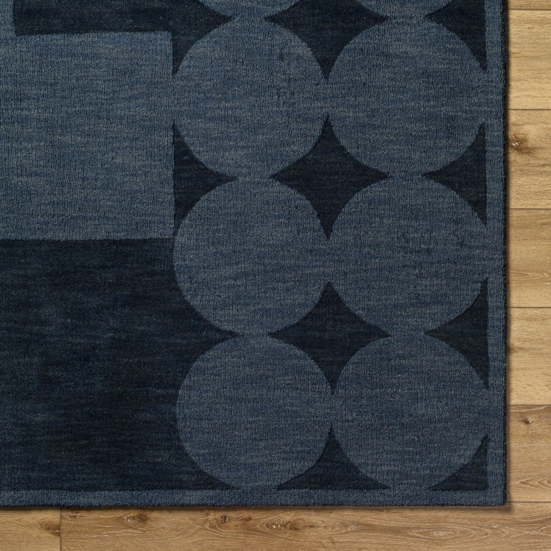 Tapis rectangulaire gris foncé en laine tissé à la main Julissa, Rectangle 9 pi x 12 pi