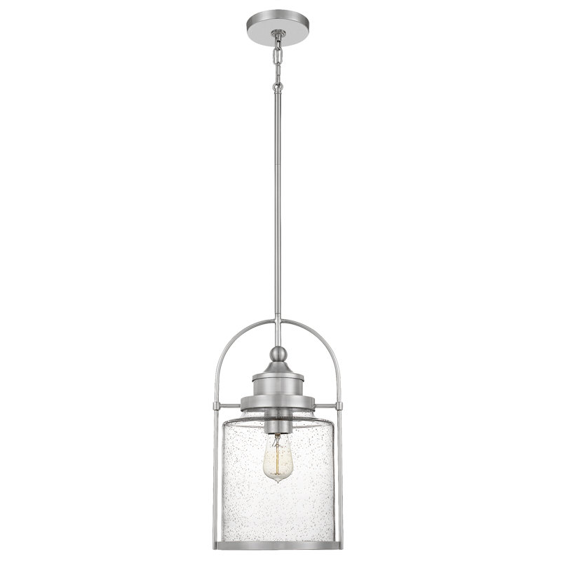 1 - Light Single Pendant, Brushed Nickel, 18" H x 9.75" W x 9" D