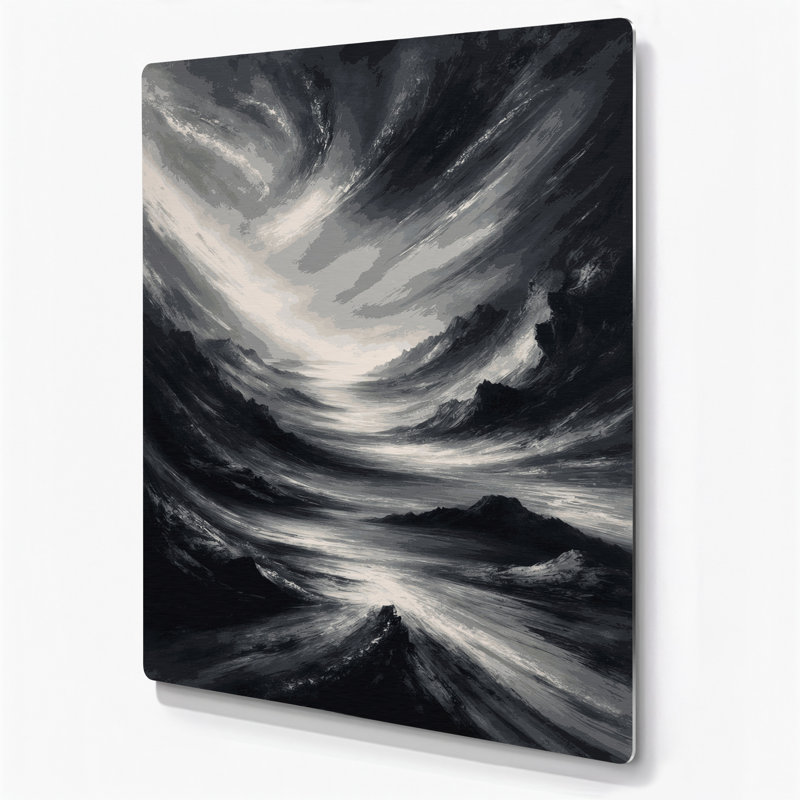 Abstrait paysage 80, art mural en métal noir, H 16 po x l 20 po