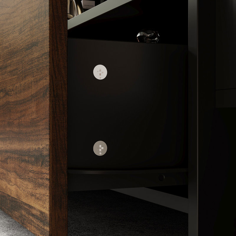 Rustic Modern TV Stand With Storage Cabinets And Open Shelves, Compatible With Tvs Up To 85 Inches