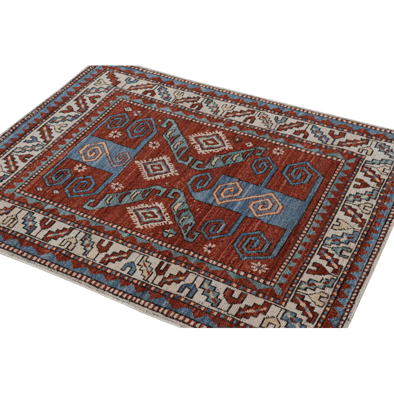 Rug & Kilim’S Tribal Style Rug In Red, Blue And Beige Geometric Patterns
