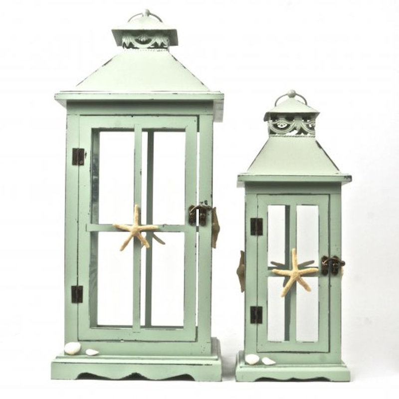 Ensemble de lanternes en bois/métal 2 pièces