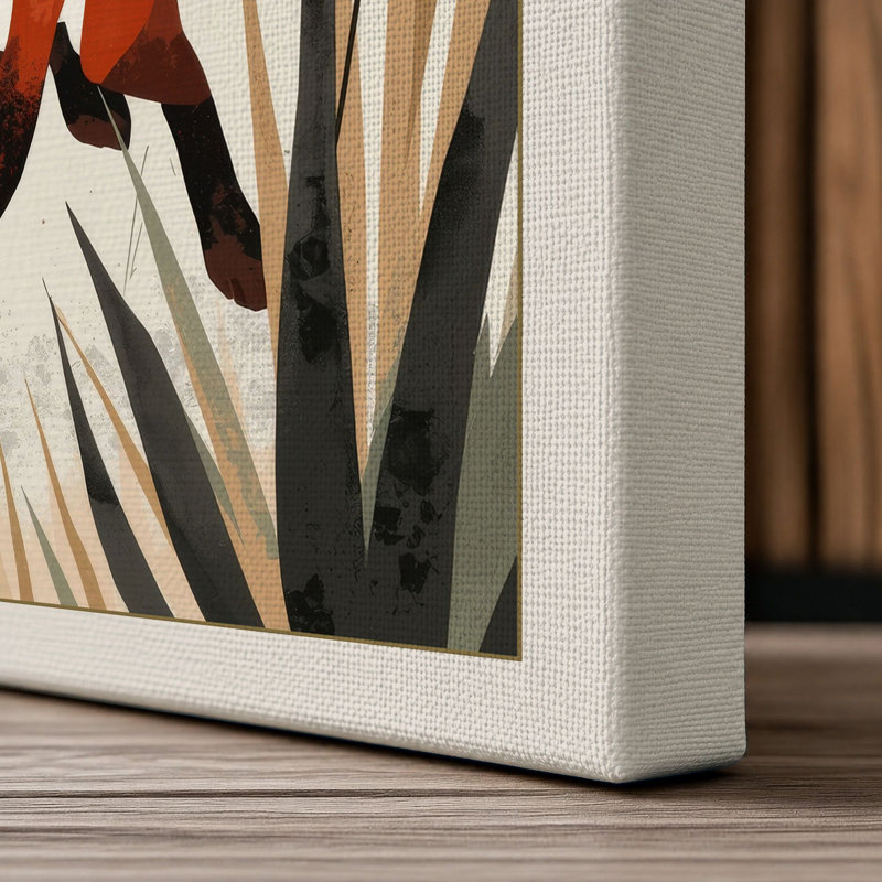 Fox Among the Reeds Boho - Wrapped Canvas, 24x16 - 61.0 x 40.6 cm, Cream Border