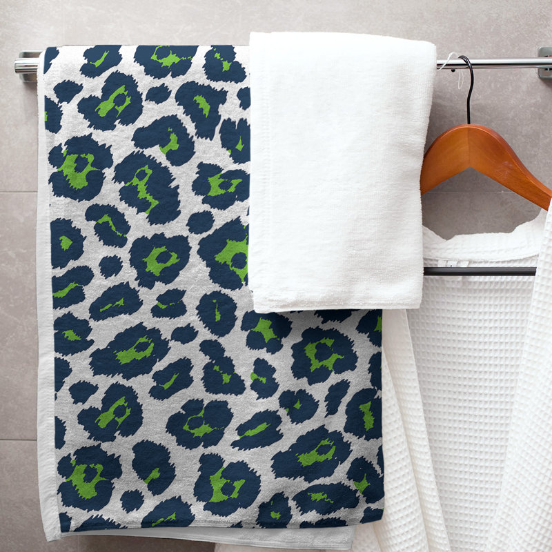 Lucida Bath Towel, Polyester/Cotton Blend, White/Action Green/College Navy