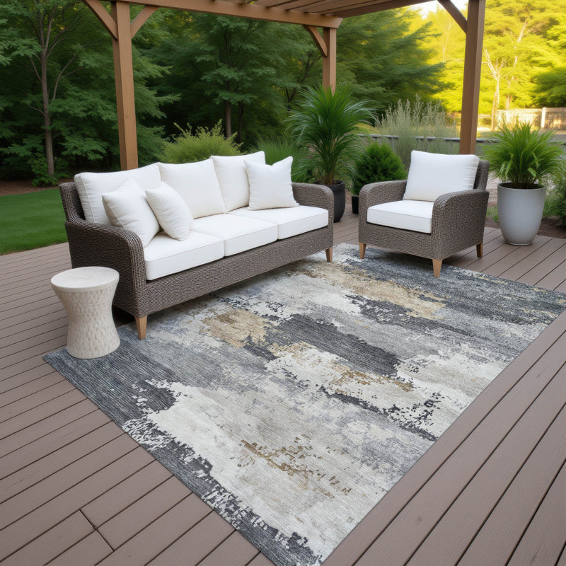 Machine Washable Indoor/Outdoor Karr ACN2372 Abstract Rug, Rectangle 5' x 7'6"