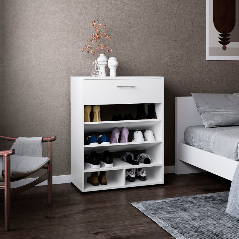 Range-chaussures, 3 niveaux, 1 tiroir, 5 tablettes, rangement pour chaussures