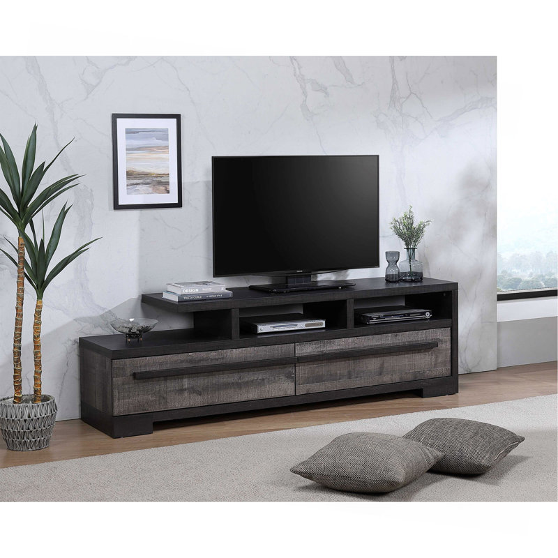 Meuble télé 1 pièce, H 21,7 po x L 71 po x l 15,5 po, Noir / blanc