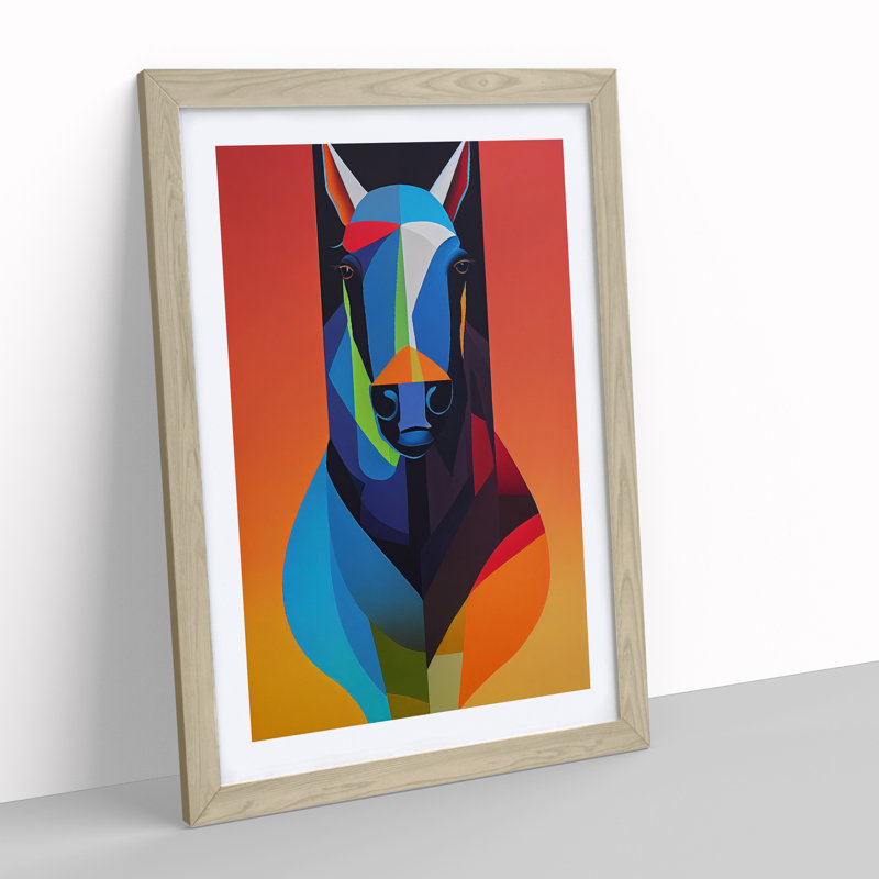 Abstract Horse No.4 - Wall Art, 34cm H x 25cm W x 2cm D, Oak Framed