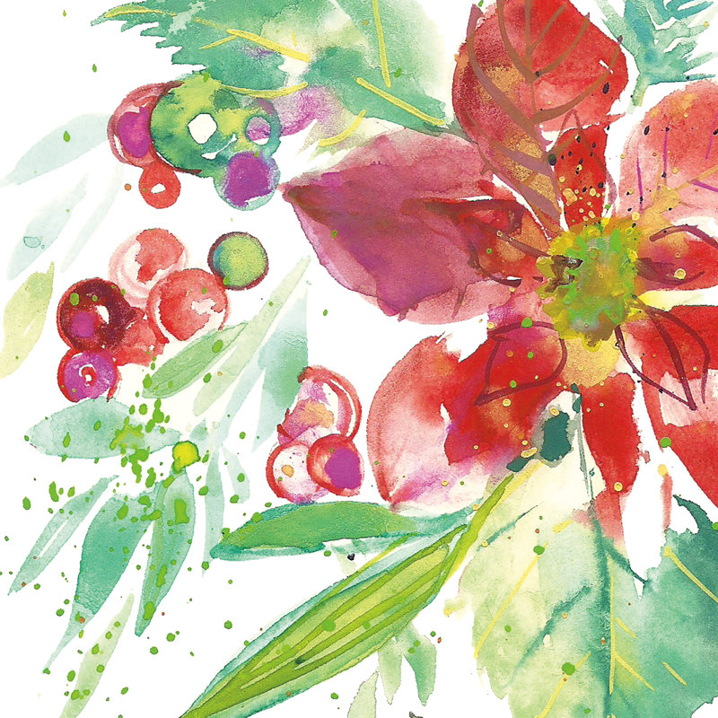 Reproduction d’art sur toile, "poinsettia Pretty IV" par Kristy Rice, H 12 po x l 12 po x P 1,25 po