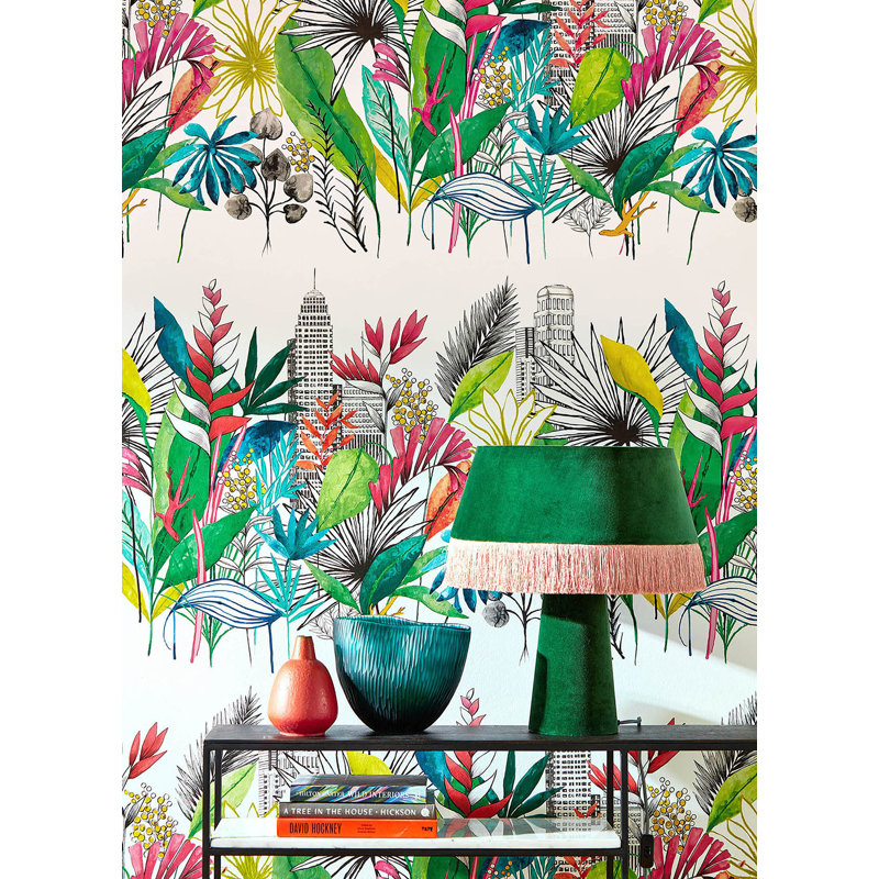 Rouleau de papier peint lisse L 33 pi x l 19,7 po Warnick Sierra Urban Tropic, Turquoise