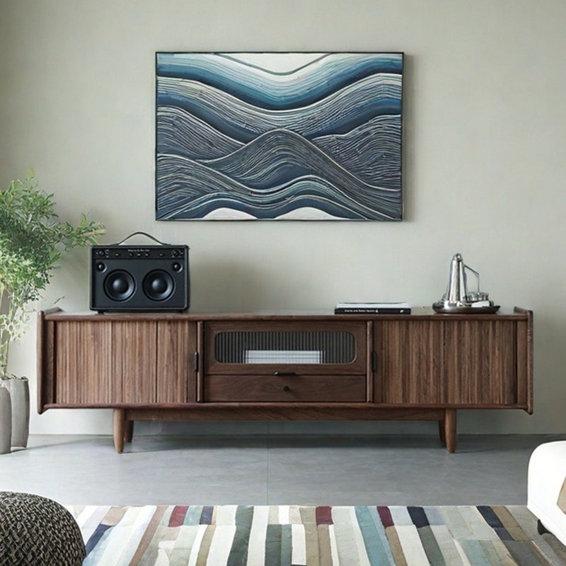 Meuble télé rétro, moderne et simple, Bois brun foncé