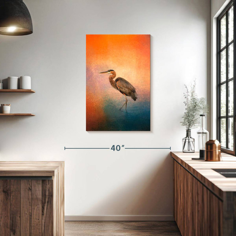 Brampt Sunset Heron, 36" H x 24" W