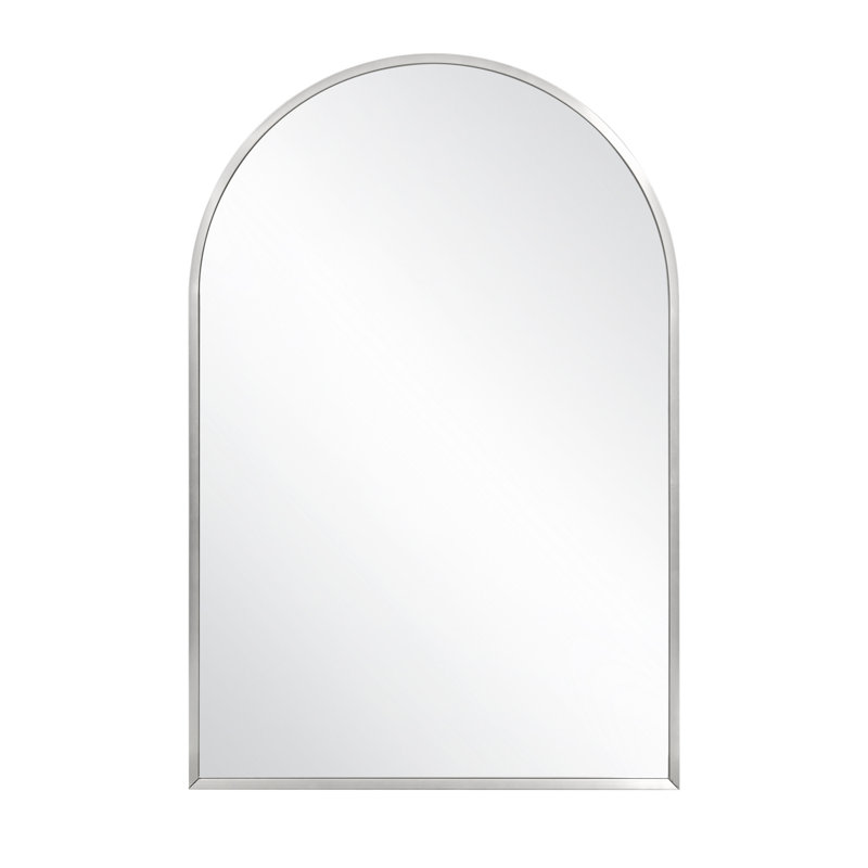 Maeve Metal Arch Wall Mirror, Brushed Silver, 30" x 20"
