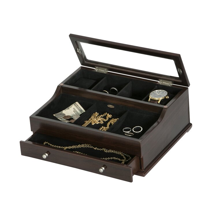 Personalized Wooden Box With Lock Mens Valet Box Gift for Dad 