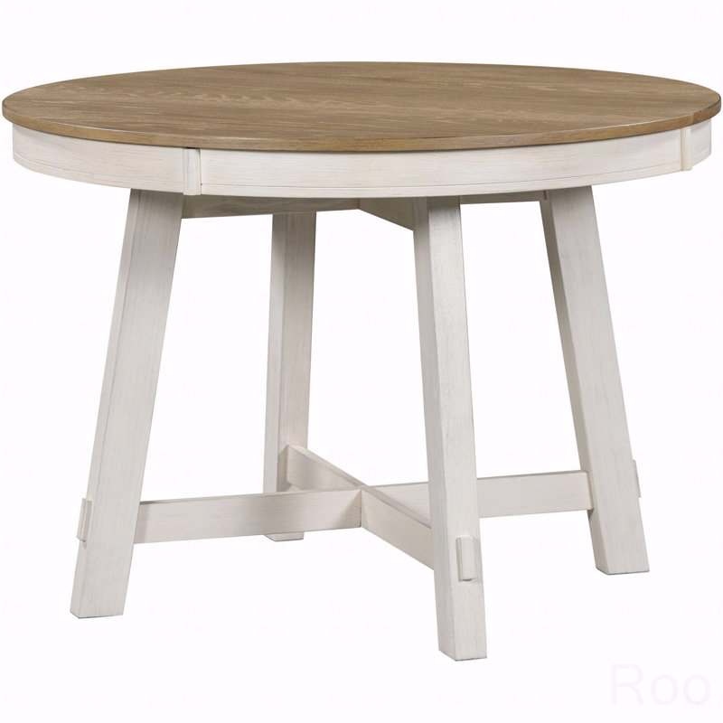 Table de salle à manger extensible Farmhouse, Blanc, Brun