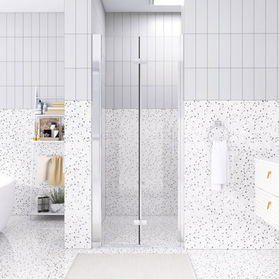 32 "X 72" Bifold Shower Door | 1/4 Inch Tempered Glass With Explosion-Proof Film | Chrome | Aluminum Frame