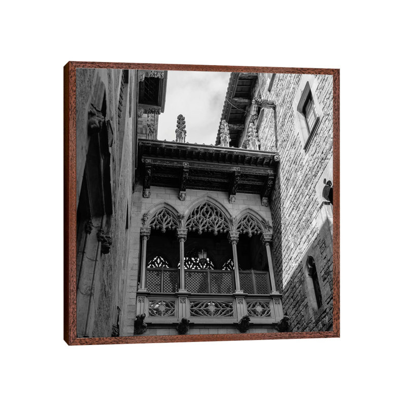 Barcelona Gothic Quarter II by Bethany Young - Print on Canvas, 66.04cm H x 66.04cm W x 3.81cm D, Classic Brown Wood Framed