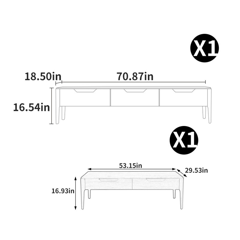 Simple TV stand and coffee table combination
