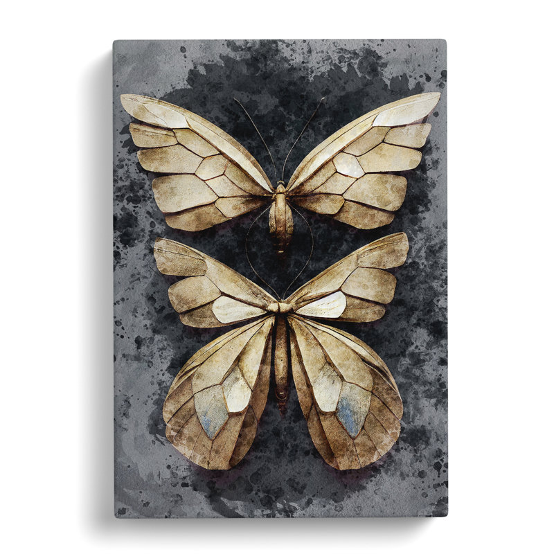 Watercolour Butterflies No.3 - Wrapped Canvas Print, 76cm H x 50cm W x 3cm D