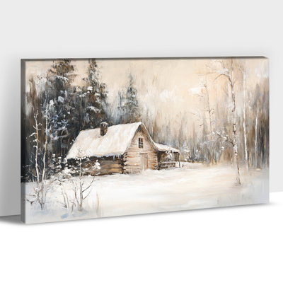 «Winter Landscape Wall Art - Winter Scene, art mural sur toile pour le salon, forêt d'hiver, décoration murale pour chambre à coucher, art d'hiver neutre, reproduction sur toile tendue encadrée, 20 po x 30 po