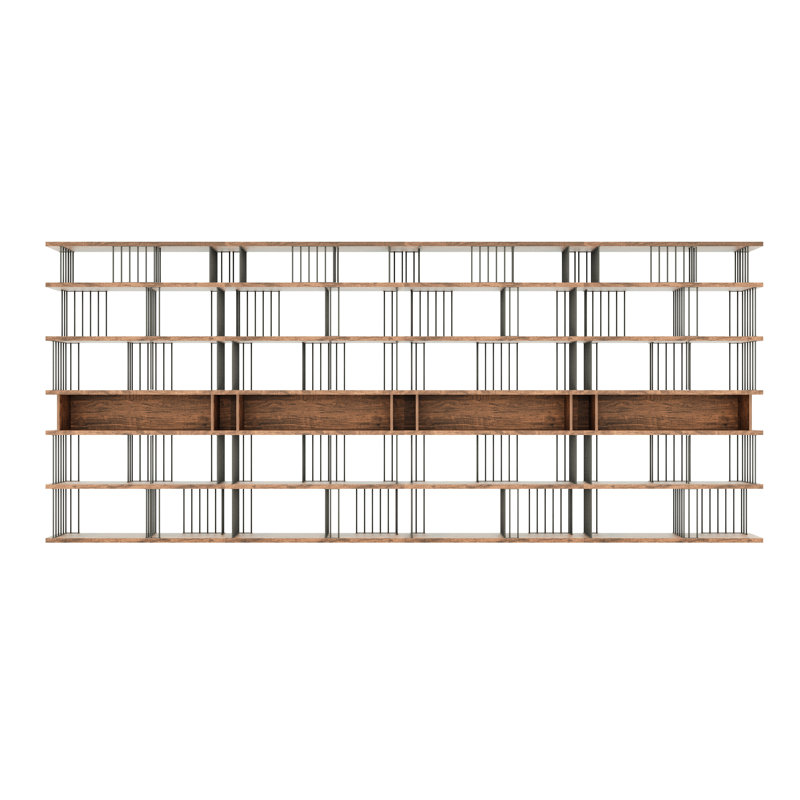 Extra Large Industrial Bookcase — 188.98" Wide Open Display Shelving Unit With Mdf Shelves & Steel Frame