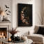 Roses roses et livres rétro avec porcelaine, art d'Halloween sur toile-246987944