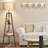 Acklins 61" Dimmable Tripod Floor Lamp Rattan Linen Dual Lampshades, Remote-Bulbs-57186689