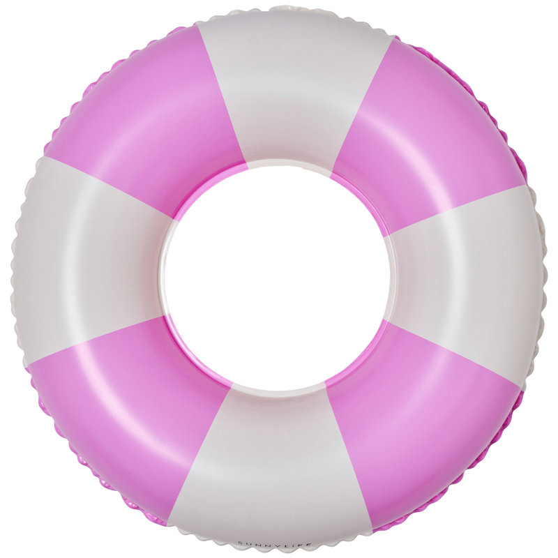 Mini anneau de piscine tubulaire: rayures zestes magenta, H 4,7 po x l 22,8 po x P 22,8 po, Rose