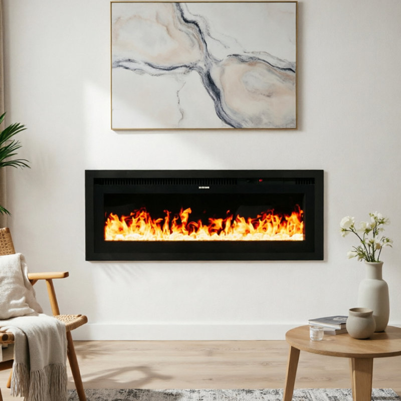 Adjustable flame Electric Fireplace, 45cm H x 127cm W x 14cm D