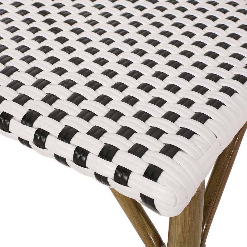 Chaises d'extérieur françaises (ensemble de 2) - Cadre en rotin et aluminium pe, finition en bambou, Blanc/Noir