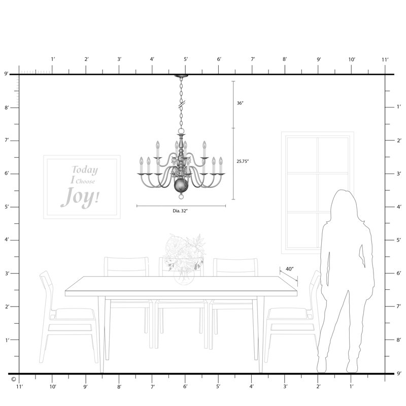 Benedetto 12 - Light Steel Chandelier, Bronze