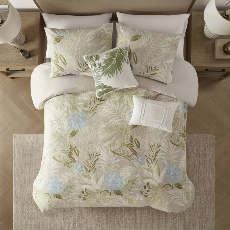Ensemble de housse de couette 5 pièces pour lit double / grand en coton avec coussin décoratif