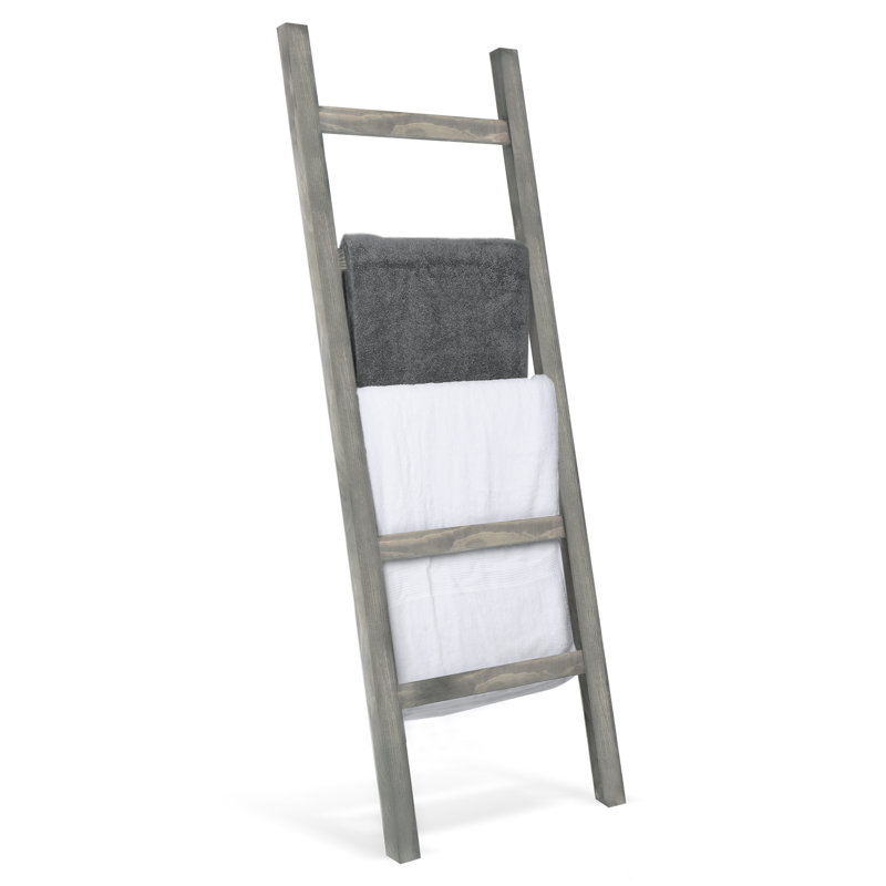 Wall-Leaning Wood 4.5 ft Blanket Ladder